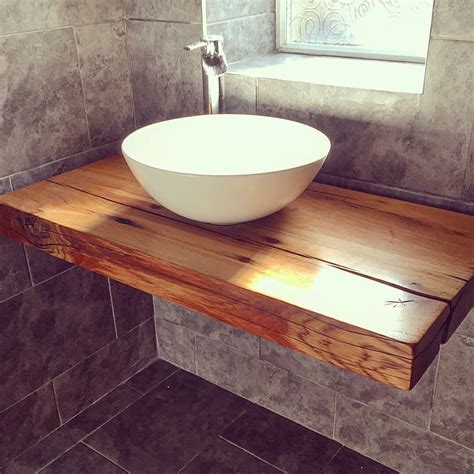 Complete with sleek hardware and legs. Our floating bathroom shelf with vessel bowl sink ...