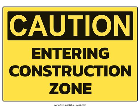 Free Printable Construction Zone Signs
