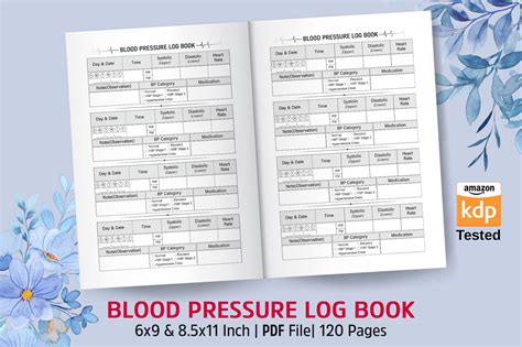 Blood Pressure Log Book For Kdp Interior Graphic By Graphicyes