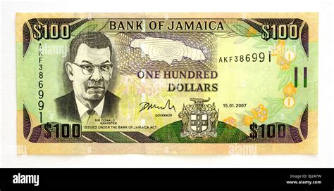 Jamaican One Hundred 100 Dollar Bank Note Stock Photo Alamy