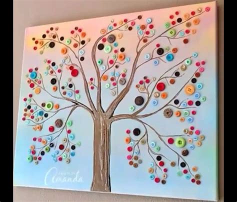 Pin By Terri Vance Hoy On Jeweled Tree Button Art On Canvas Button