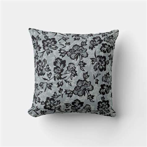 Iwalani Vintage Hawaiian Charcoal Floral Throw Pillow Zazzle Floral