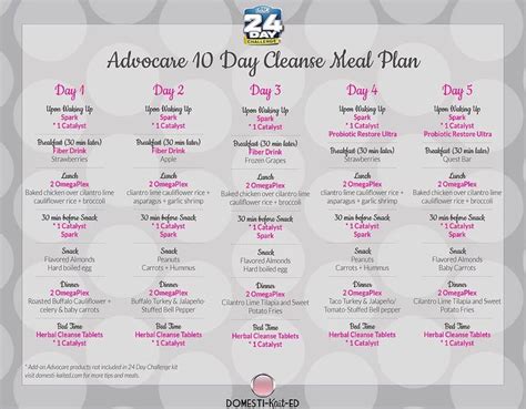 AdvoCare Day Cleanse Phase Meal Plan Advocare Day Cleanse