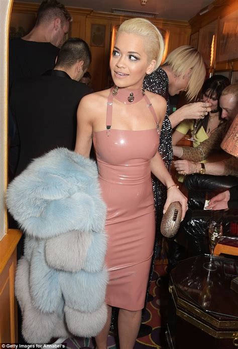 Rita Ora And Kim Kardashian Wearing Pink Latex Dress At Party For