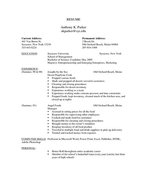 Printable Resume Form