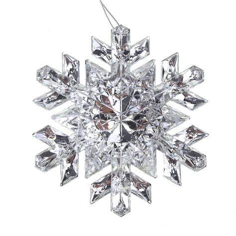 Hanging Acrylic Crystal Faceted Snowflake Christmas Tree Ornaments Cl