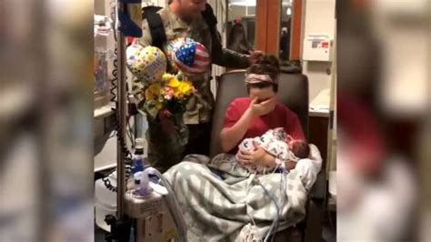 Viral Video Show Wifes Surprise As Soldier Husband Returns For Birth Of Twins Watch News