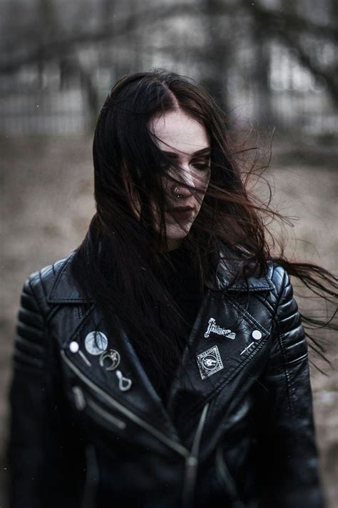 Pin By Kristine Langford On Metalhead Girl Metal Girl Metalhead Girl Leather Jacket Girl
