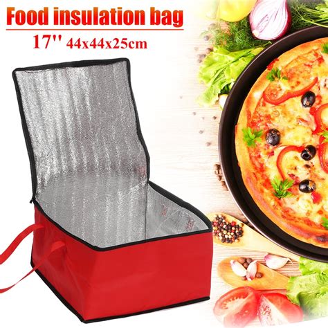 Red Thermal Insulated Pizza Food Delivery Bags 15inch Waterproof Boxes