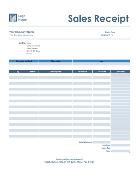 Sales Receipt Simple Design Worksheet