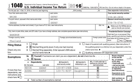 sample income tax return