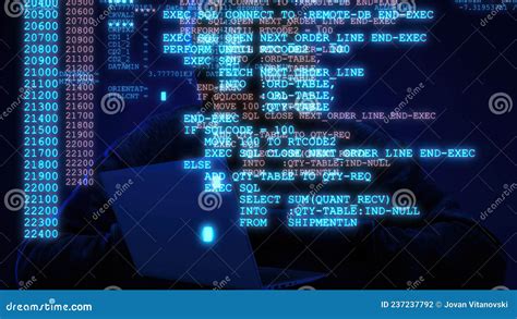 Hacker Code Running Down A Computer Screen Terminal Stock Illustration