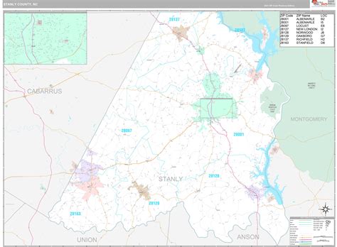 Stanly County, NC Wall Map Premium Style by MarketMAPS - MapSales