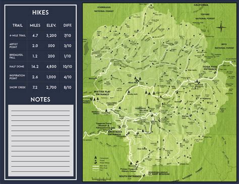 Yosemite National Park Trail Map Brochure On Behance Park Trails Map