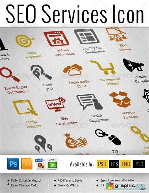Seo Services Icons Pack Free Download Vector Stock Image Photoshop Icon
