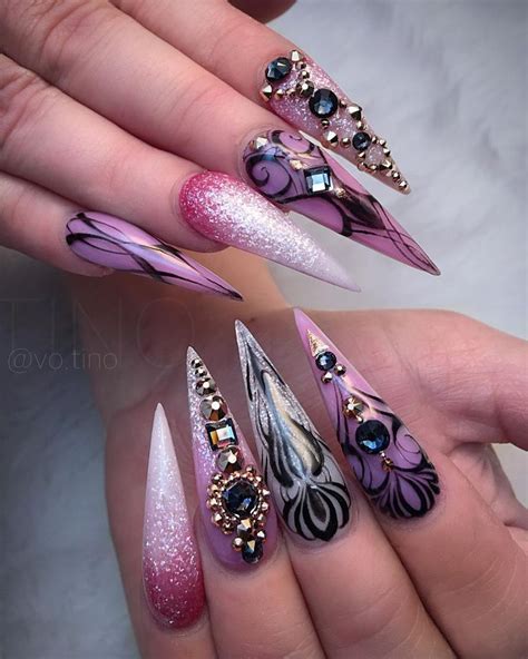 Nail Designs Bling Stiletto Nails Designs Nail Art Designs Taby Henna Hair Elegant Nails