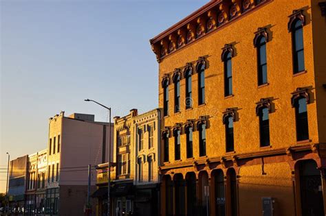 Golden Hour On Historic Downtown Muncie Street Stock Photo Image Of