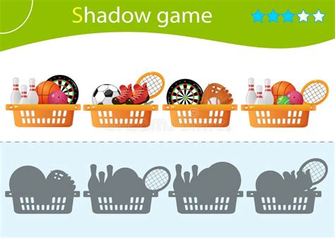 Shadow Game For Kids Match The Right Shadow Baskets With Sports