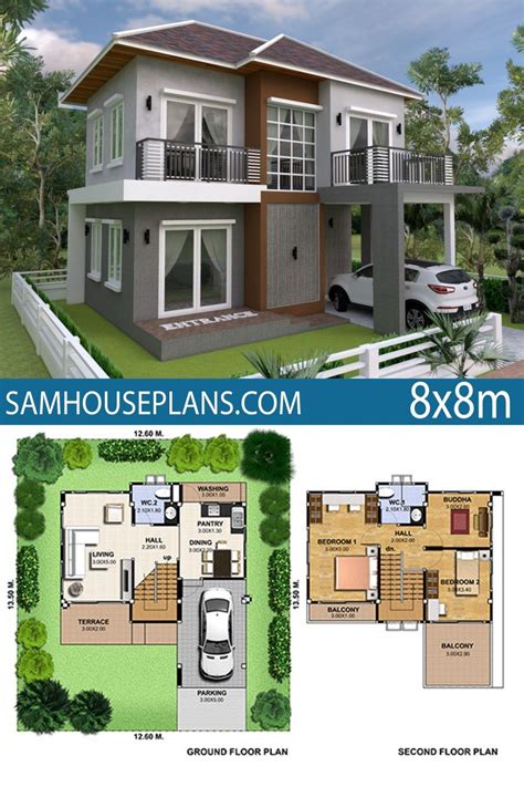 Small Two Storey Modern House Plans With Balcony Architectural Design
