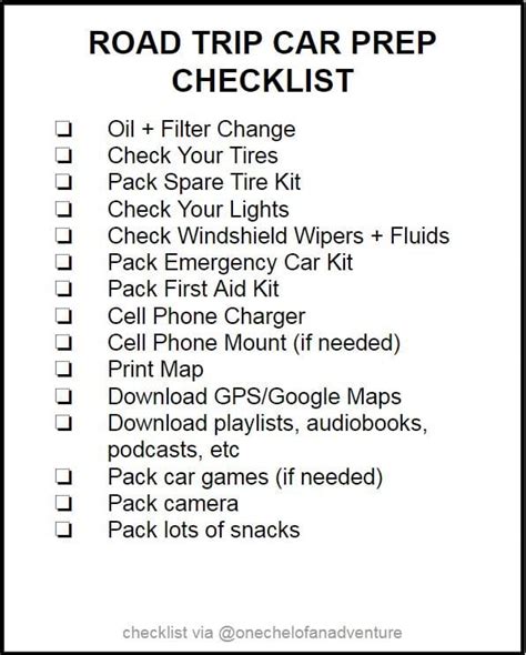 Checklist How To Get Your Car Ready For A Road Trip What To Bring