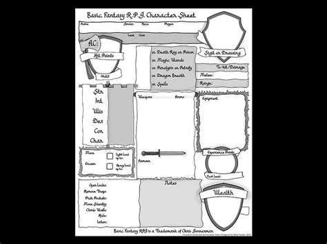 Dark Dungeons And Endless Adventures Basic Fantasy Rpg Character Sheets
