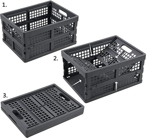 Gloreen 3 Packs 16 Quart Collapsible Milk Crates Plastic Foldable
