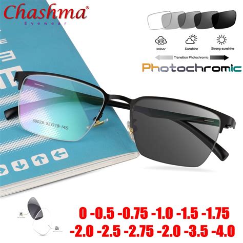 titanium alloy sunglasses transition photochromic myopia glasses for men hyperopia presbyopia