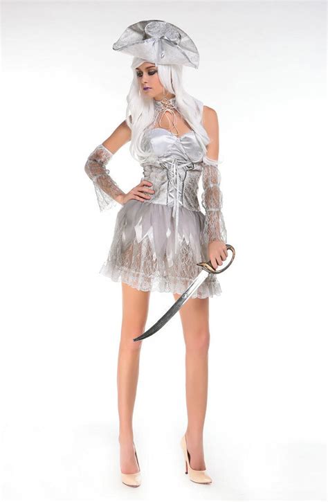 Womens Ladies White Ghost Pirate Halloween Costume Fancy Party Dress Ladcos23 Ebay