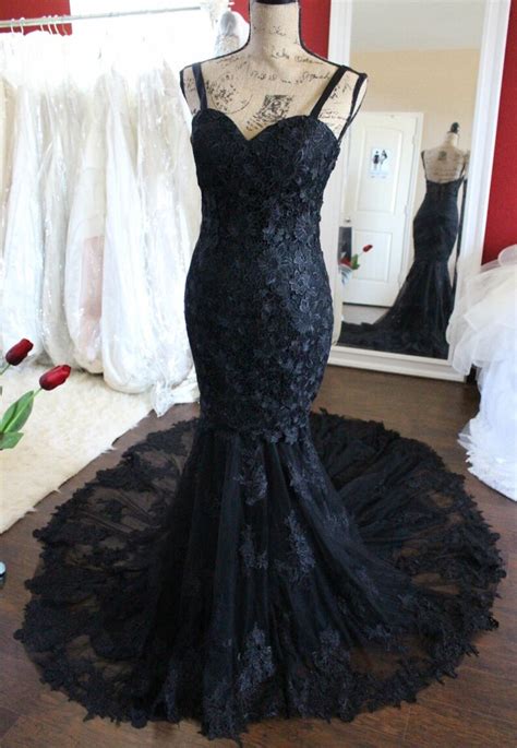 Black Lace Mermaid Dress Black Dress Custom Made Black Etsy