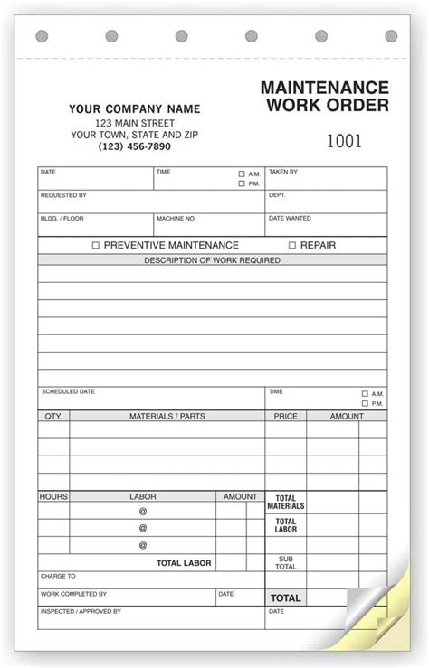 Maintenance Request Form Excel Work Order Maintenance Request Form