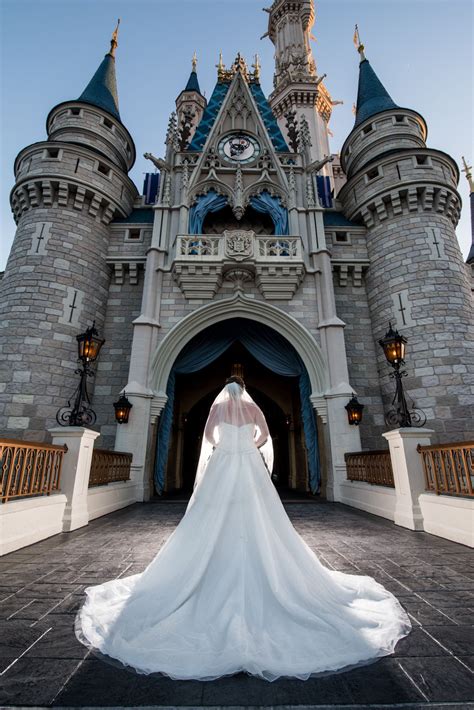 Breathtaking Bridal Portrait In Front Of Cinderella Castle Disneyland