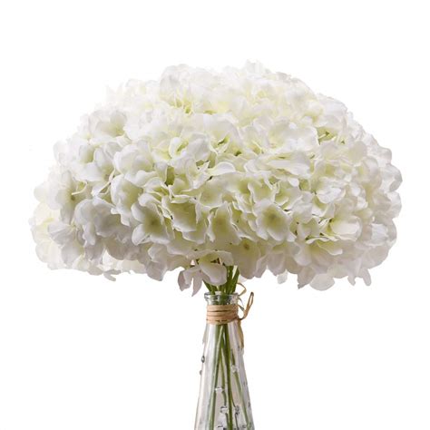 aviviho white hydrangea silk flowers heads pack of 10 ivory white full hydrangea flowers