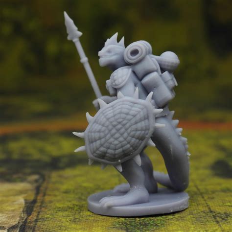 Lizardfolk Fighter With Shield And Spear By Mz4250 3dprintingagency