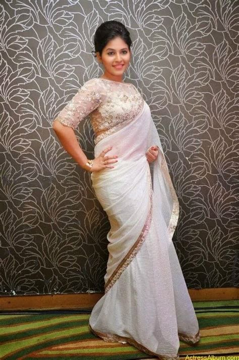 Anjali Sexy In Sheer White Saree Actress Album