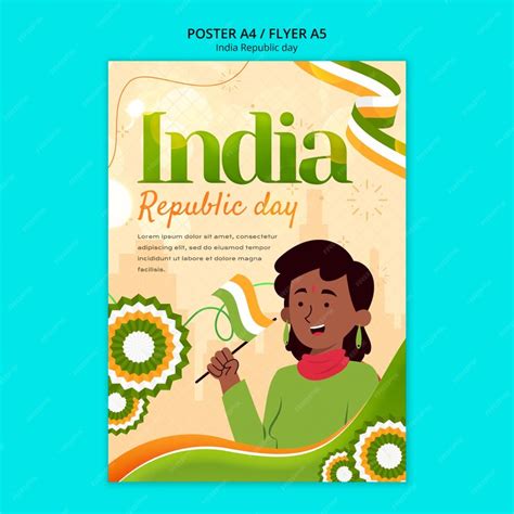 Free Psd India Republic Day Celebration Vertical Poster Template
