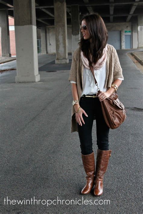 Buy Black Pants Brown Boots Outfit In Stock