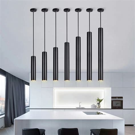 Dimmable Led Pendant Light Long Tube Lamp Cylinder Pipe Hanging Lamps