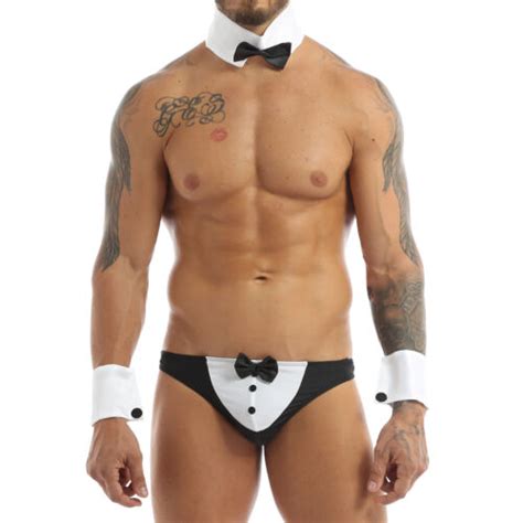 Us Sexy Men Stripper Costume Set Tuxedo Collar Bow Tie Chippendale Kit Clubwear Ebay