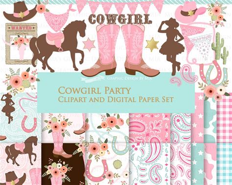 Cowgirl Pink Clipartpattern Illustrations ~ Creative Market