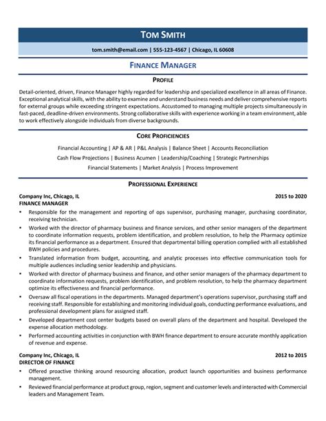 Finance Manager Resume Example And Guide 2021 Zipjob