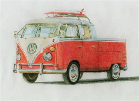Vw Bus Colored Pencil Drawing — Norb Lisinski