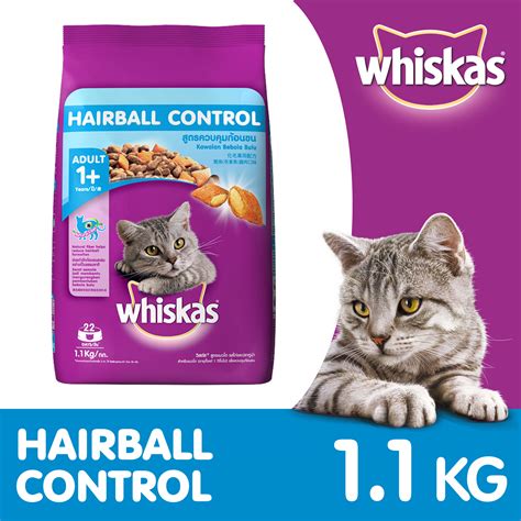 This food helps your cat's hairball problems by providing a great source of fiber. Whiskas Hairball Control Chicken & Tuna Cat Food - 1.1 kg ...