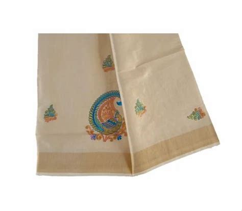 Kerala Kasavu Sarees With Peacock Embroidery At Rs 500 Vellalagundam