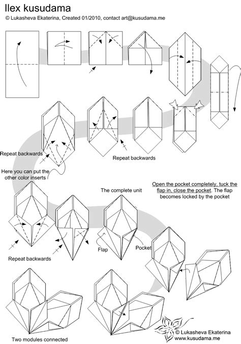 Diagram For Ilex Kusudama Origami Tutorial Origami Diagrams Modular