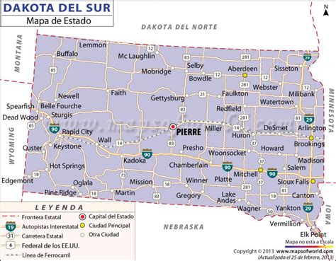 El Mapa Del Estado De Dakota Del Sur Estados Unidos De America