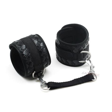 Smspade 2857cm Black Pu Exquisite Bondage Ankle Cuffs Restraints