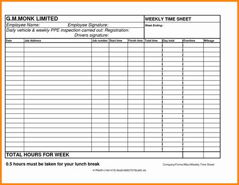 Timesheet With Lunch Break Excel Templates