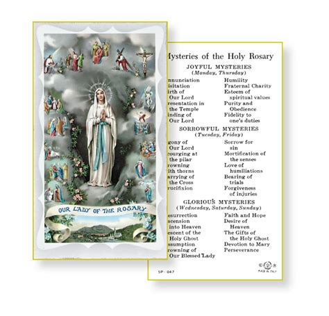 Mysteries Of The Rosary Holy Card 100 Pack Buy Religious Catholic Store