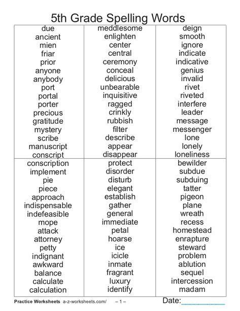 8th Grade Sight Words List 5th Grade Spellingwordslist 6th Grade
