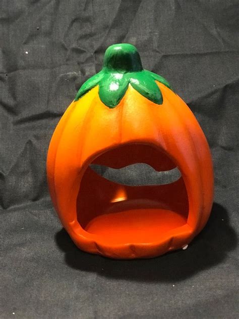 Pumpkin Candle Holder Ceramic Pumpkin Jack O Lantern Figurine